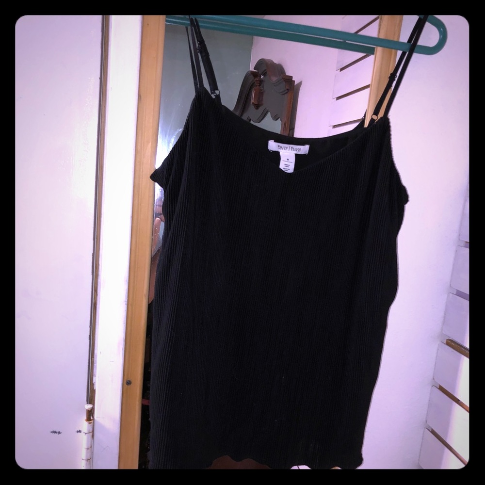 Black tank, white and black
